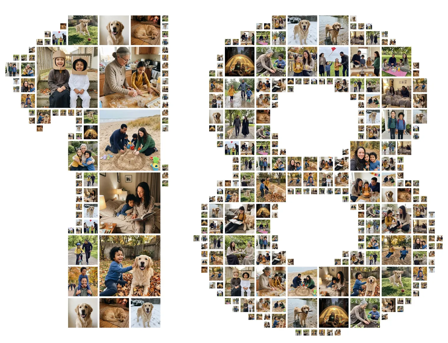 Number 18 photo collage filled with a family's photos, a birthday idea for an 18th