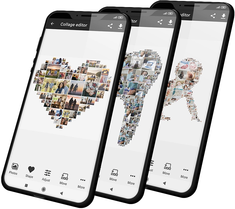 shape collages created using Phinsh on smartphones